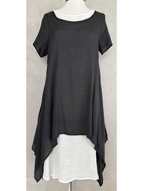 Aria Handmade Womens Dress Small Double Layer Cotton Gauze Lagenlook Minimalist